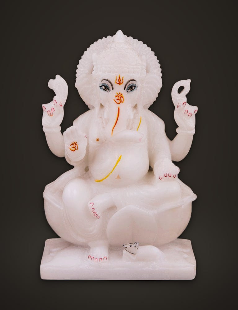 White marble Ganesh murti by Swarnim Arts, Jaipur