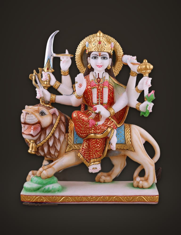 Durga Mata Idol in Marble 12 inch, front view