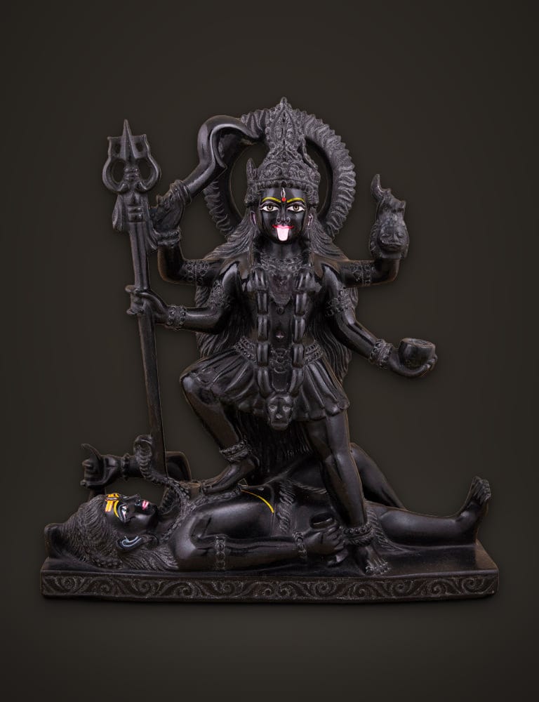 Kali Mata Idol in Black Marble 12 inch, front view