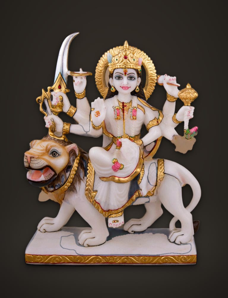Marble Idol Durga Mata 9 inch, front view