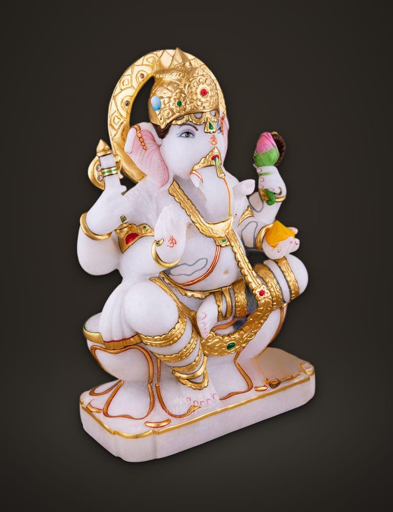 Ganesh Idol in White Marble 17 inch, additional view