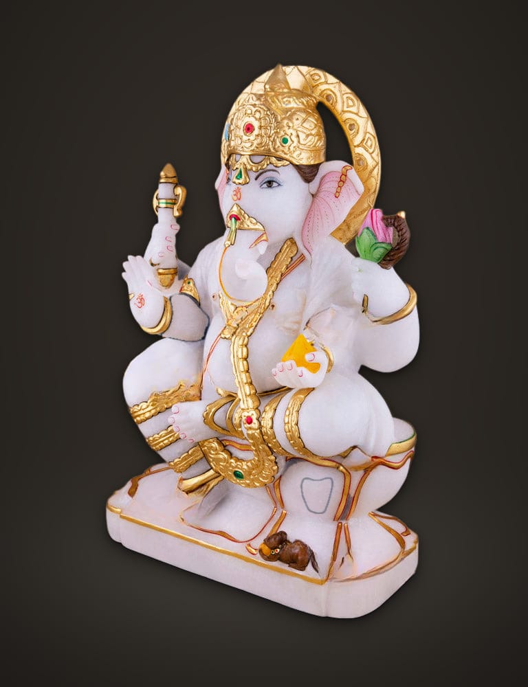 Ganesh Idol in White Marble 17 inch, additional view