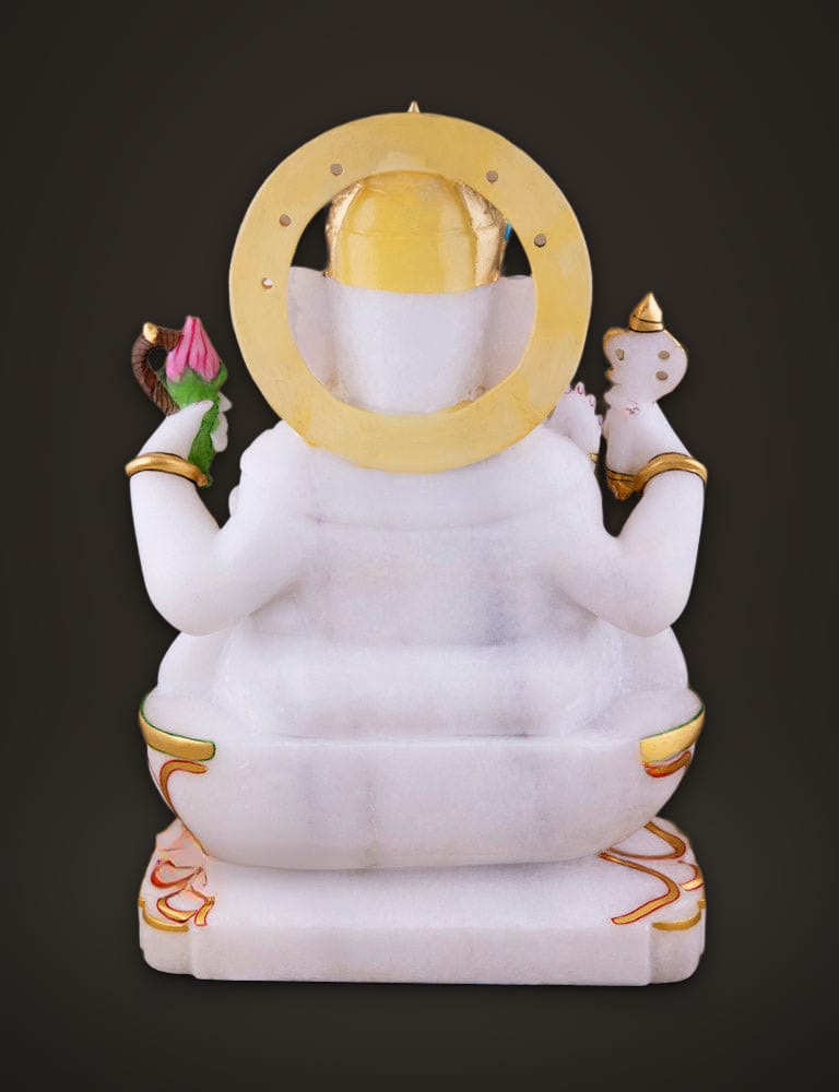 Ganesh Idol in White Marble 17 inch, additional view