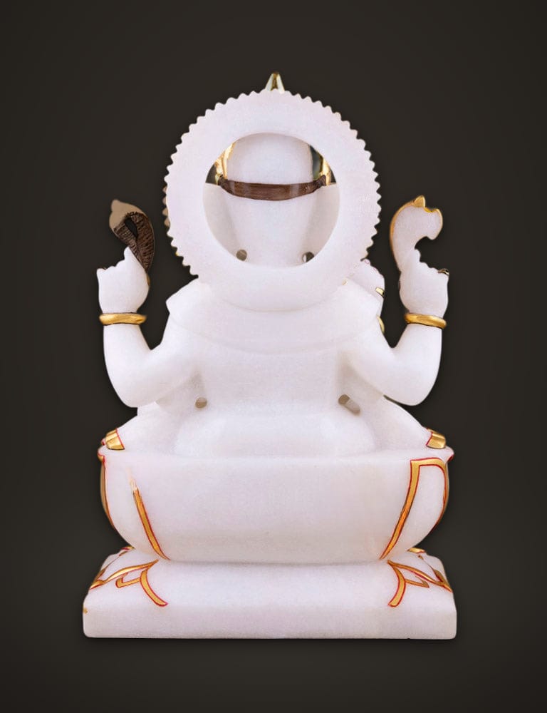 Ganesh Idol Sitting on a Lotus 12 inch, additional view
