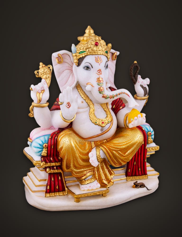 Ganesh Idol Sitting on Sihasan 15 inch, additional view