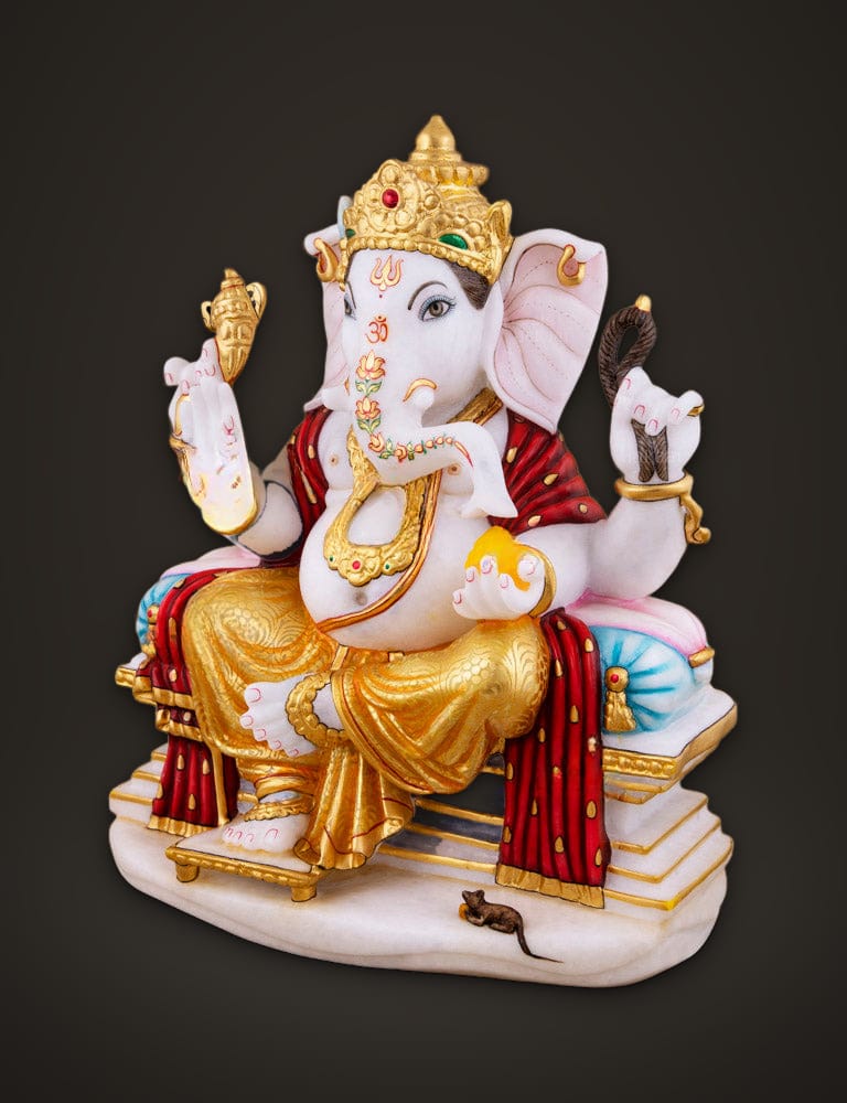 Ganesh Idol Sitting on Sihasan 15 inch, additional view
