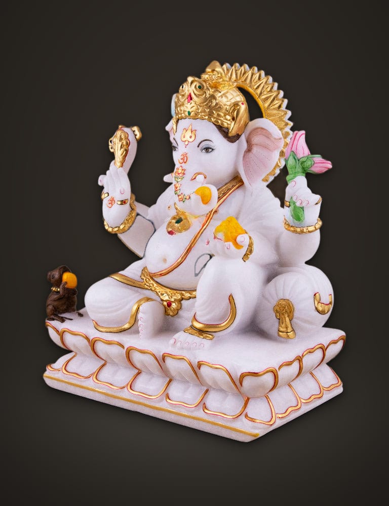 Ganesh Moorti in Marble 12 inch, additional view