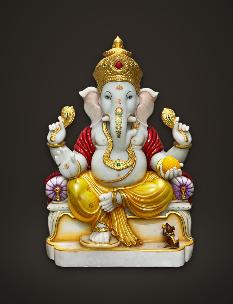 Ganesh Murti in Marble 33 inch, front view