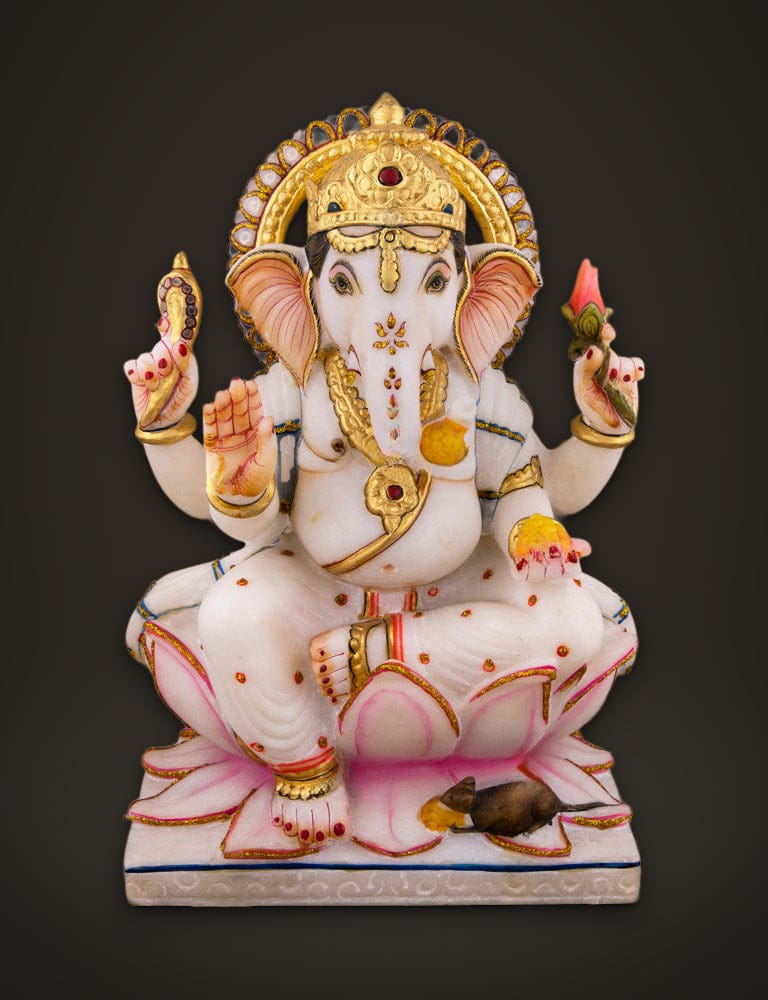 Kamal Ganesh in Marble 12 inch, front view