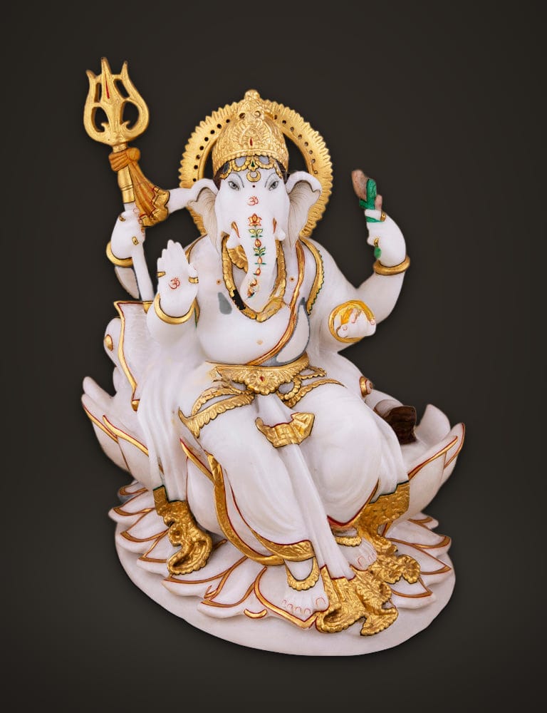 Kamal Ganesh in Marble 15 inch, front view