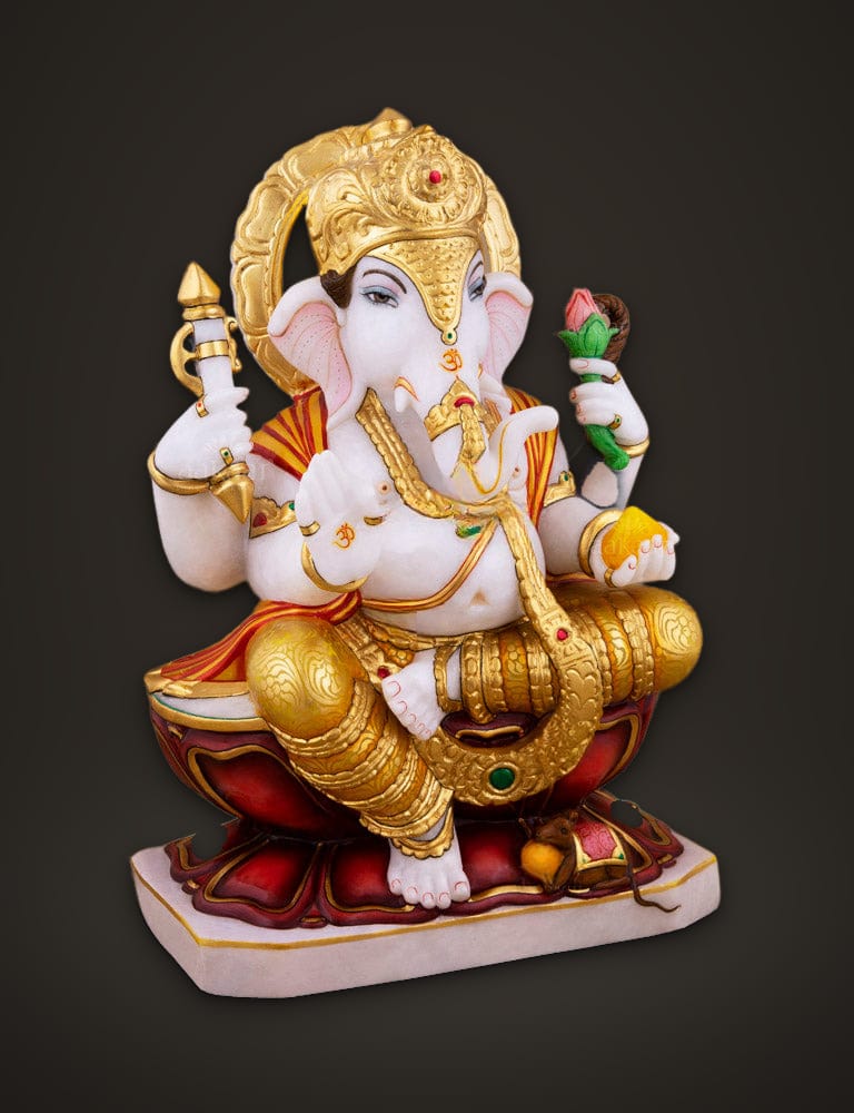 Mala Ganesh in Pure Marble 14 inch, additional view
