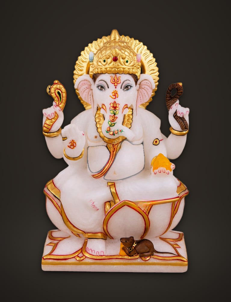 Marble Idol Ganesh 6 inch, front view