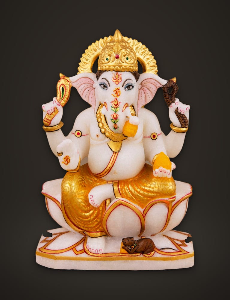 Marble Murti Ganesh 6 inch, front view