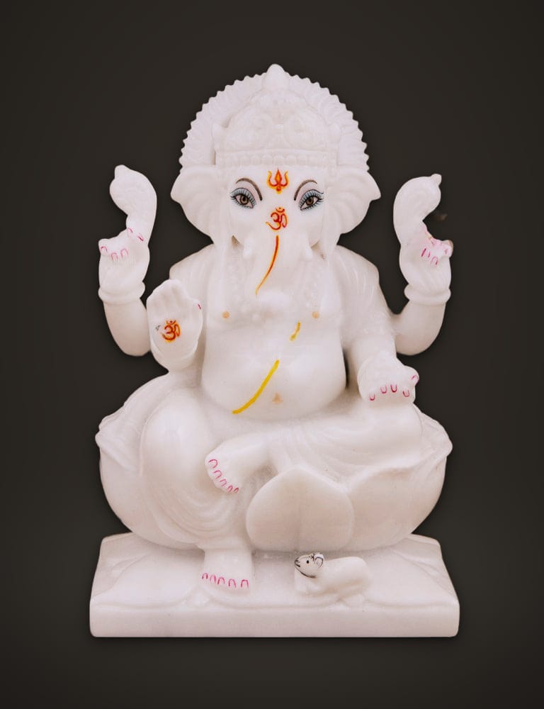 Marble Murti Ganesh 7 inch, front view