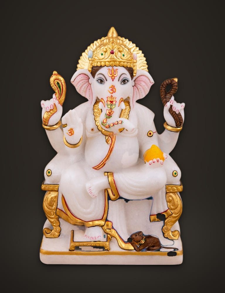 Marble Murti Ganesh 9 inch (A), front view