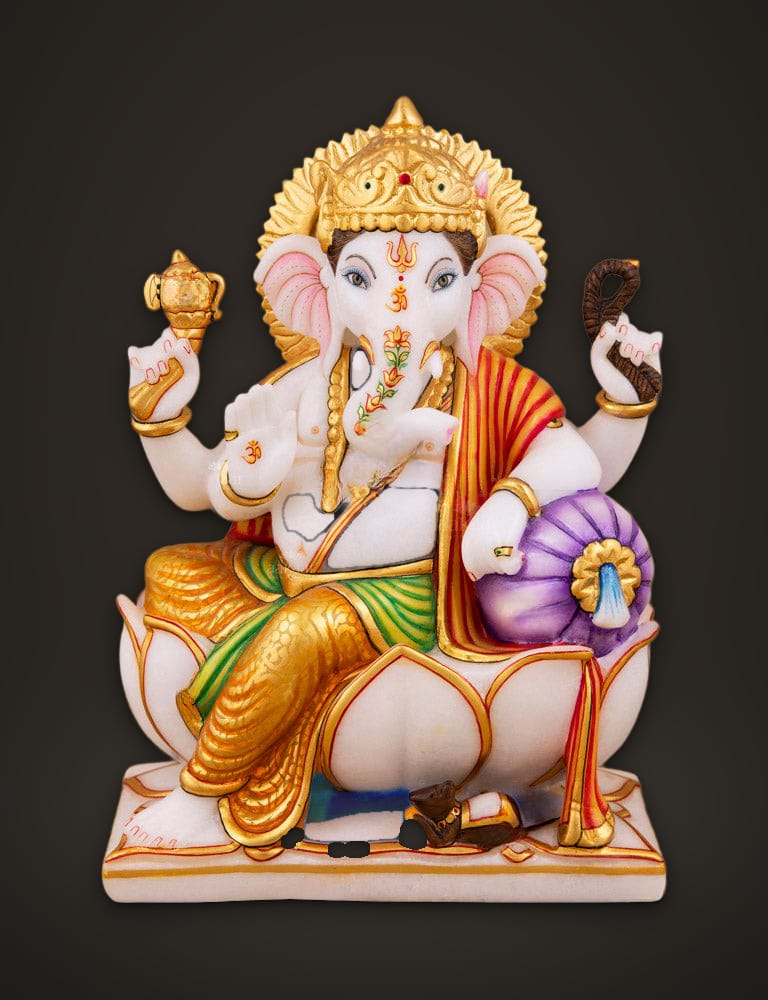 Marble Murti Ganesh 9 inch (B), front view