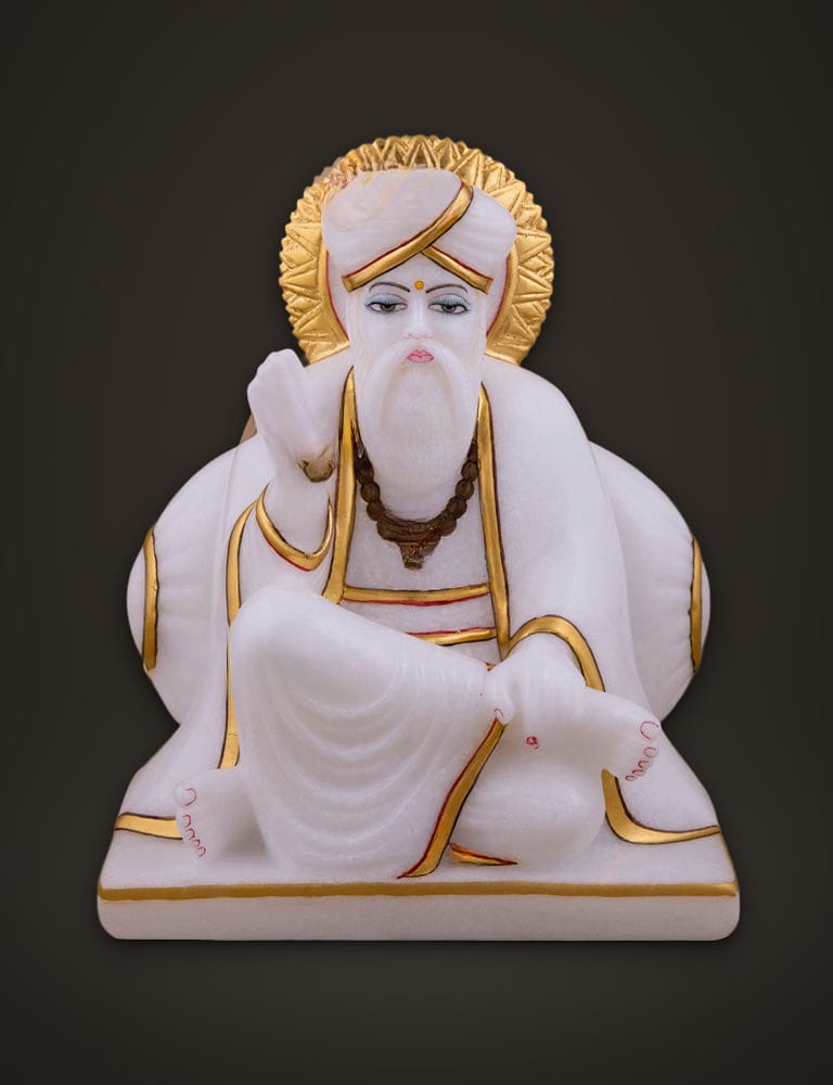 Guru Nanak Idol in Pure Marble 9 inch, front view