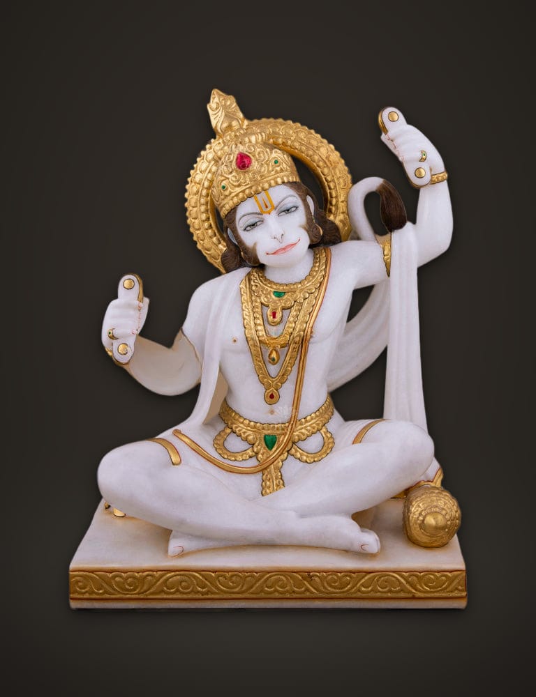 Bhajan Hanuman in Marble 15 inch, front view