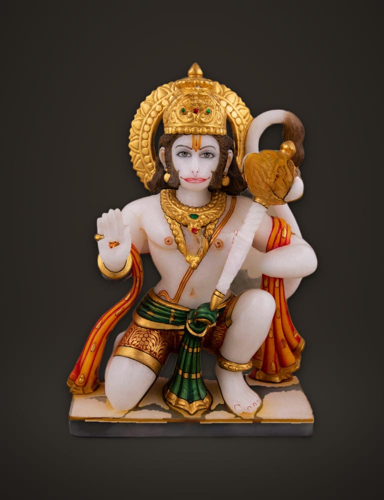 Marble Murti Hanuman 10 inch, front view