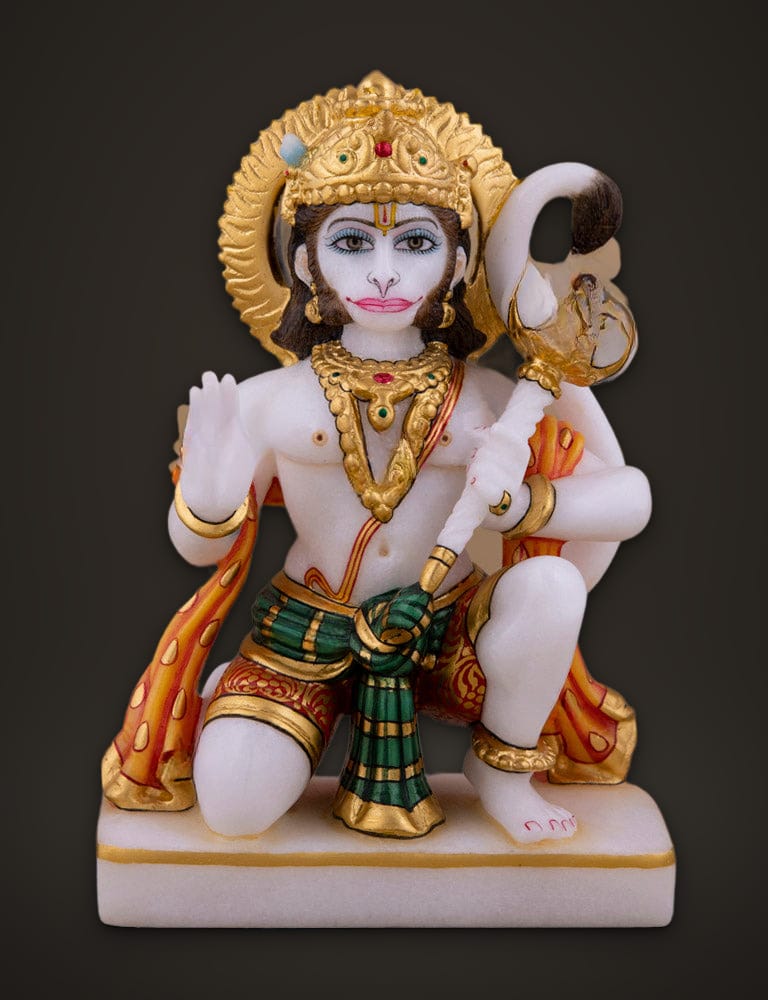 Marble Murti Hanuman 8 inch, front view