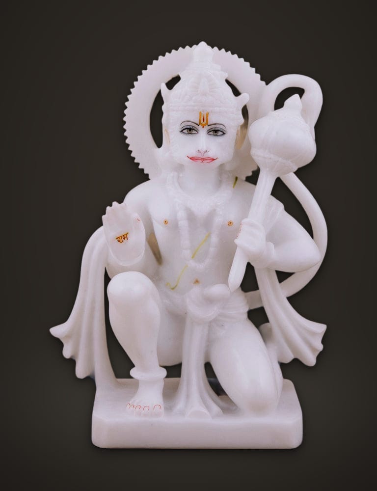Marble Murti Hanuman 9 inch, front view