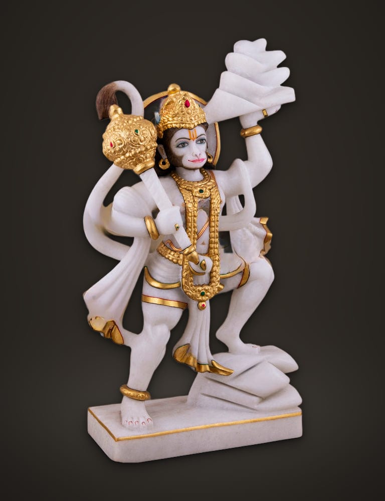 Standing Hanuman in White Marble 15 inch, additional view