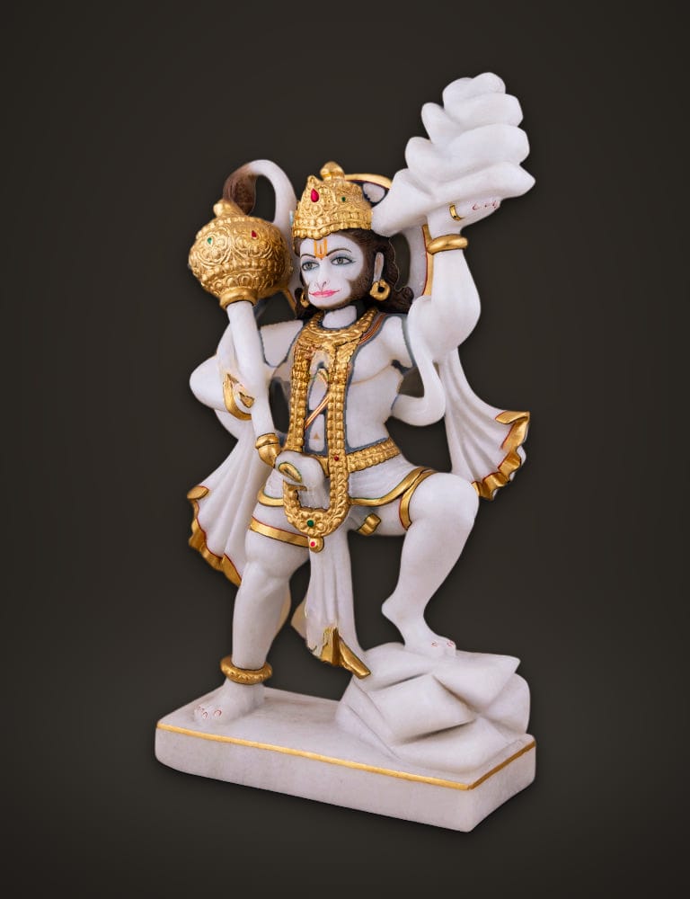 Standing Hanuman in White Marble 15 inch, additional view