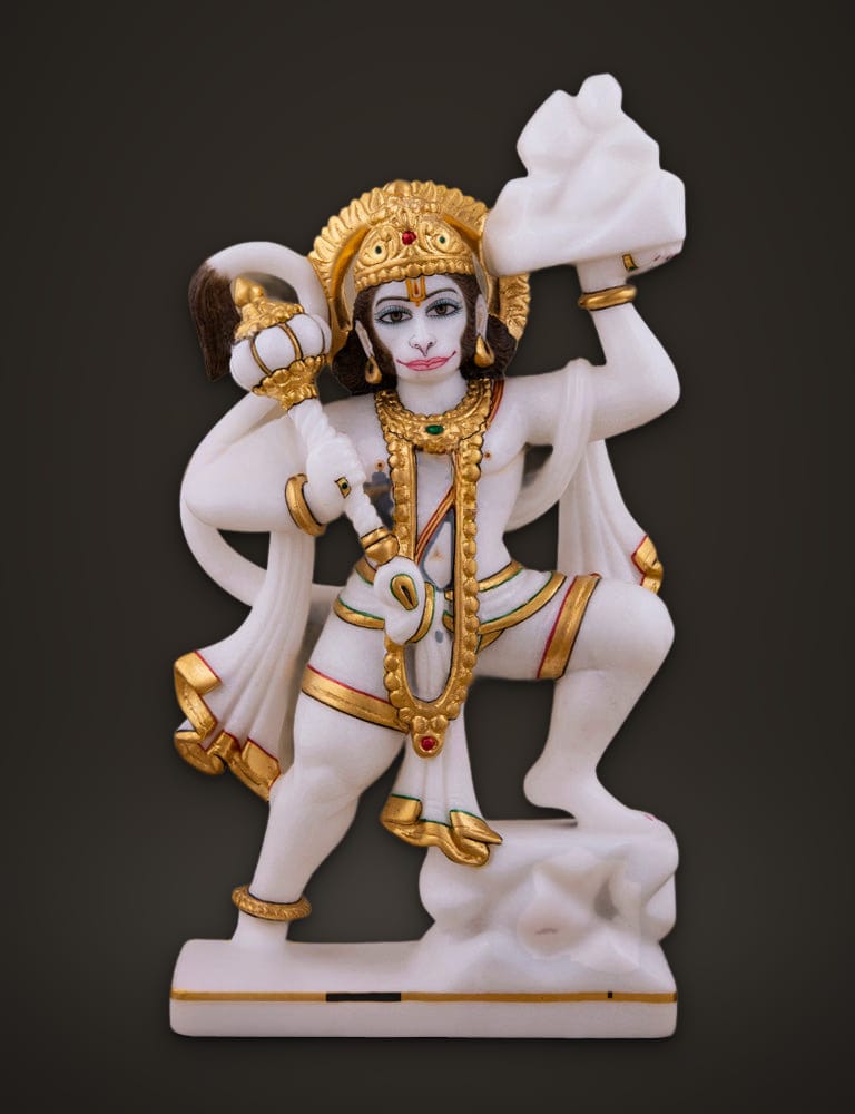 Standing Veer Hanuman Murti 10 inch, front view