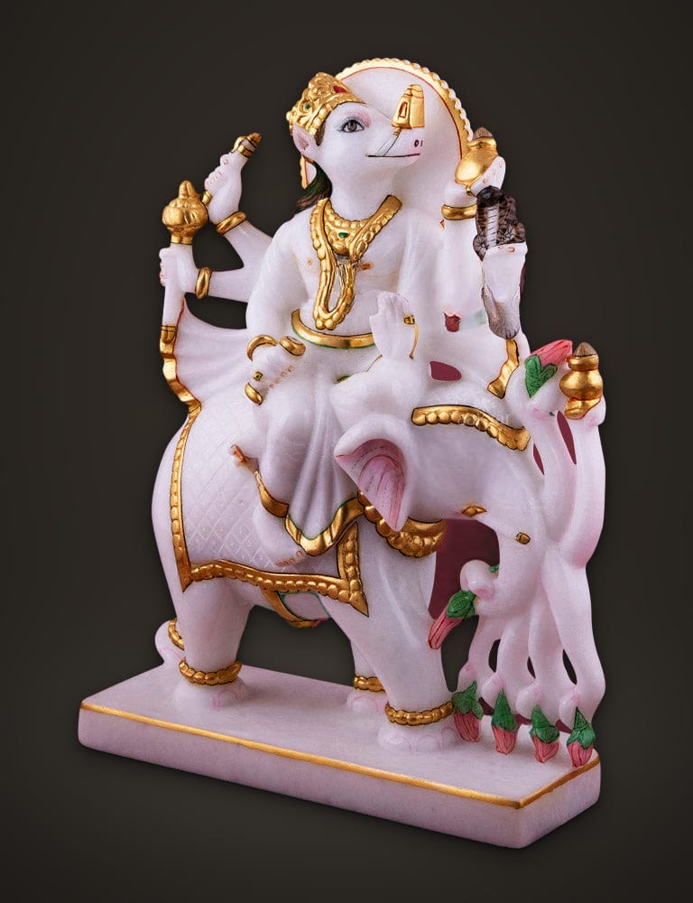 Jain God Manibhadra in White Marble 12 inch, additional view