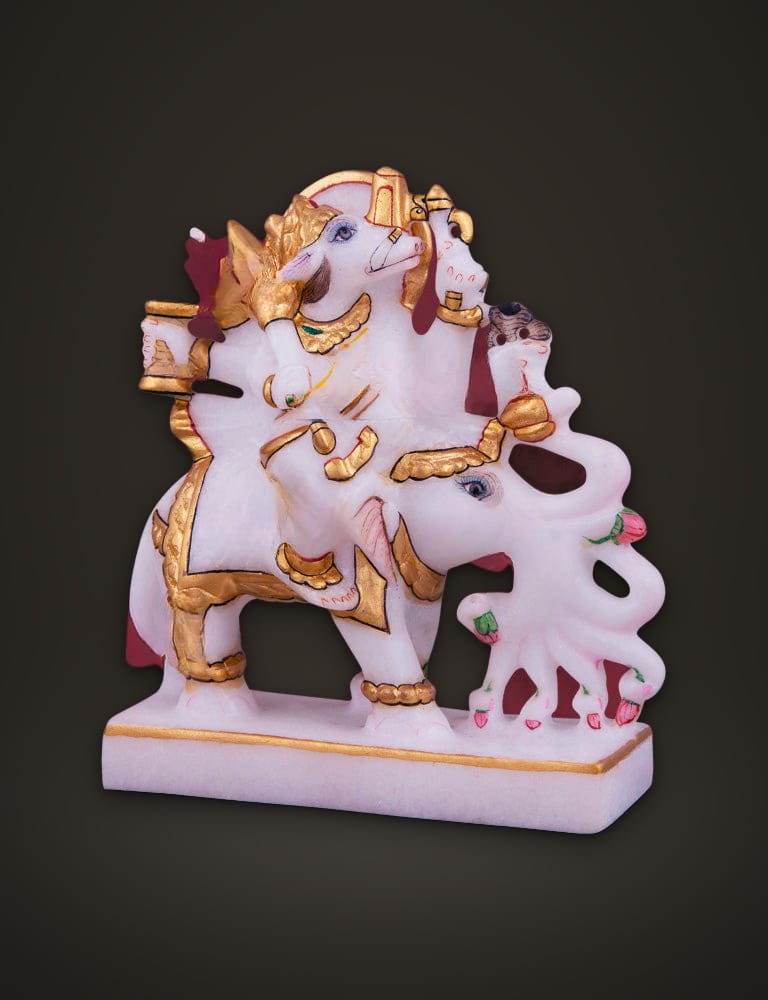 Jain Idol Manibhadra in Pure Marble 5 inch, additional view