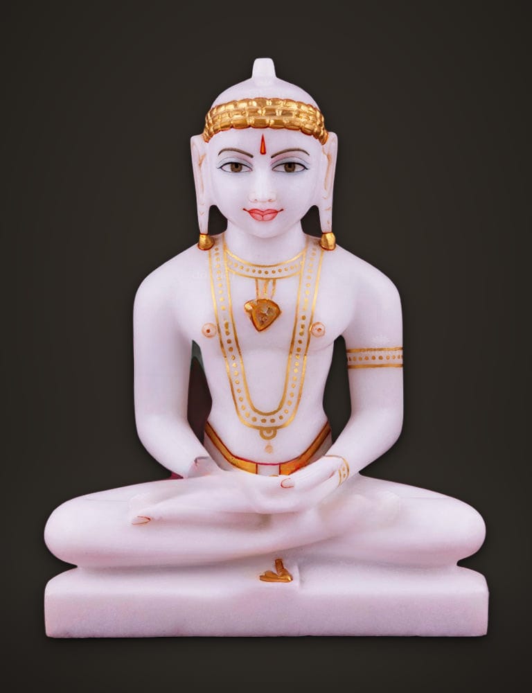 Marble Idol Mahavir 9 inch, front view