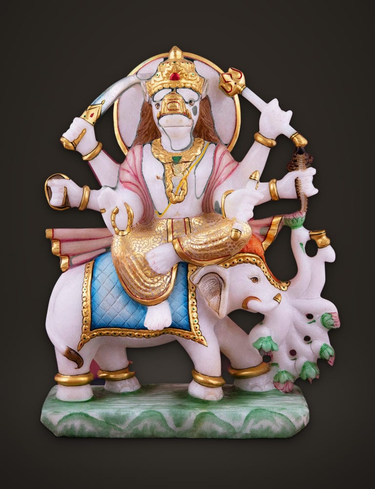 Marble Idol Manibhadra 13 inch, front view