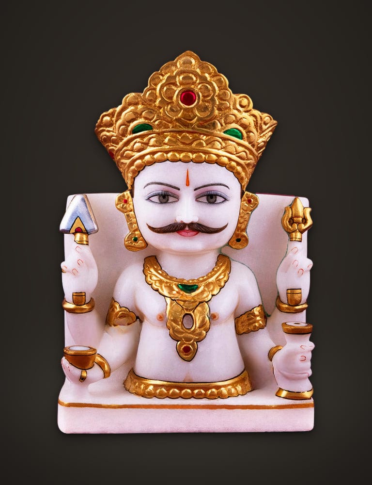 Marble Idol Nakoda Bhairav 9 inch, front view