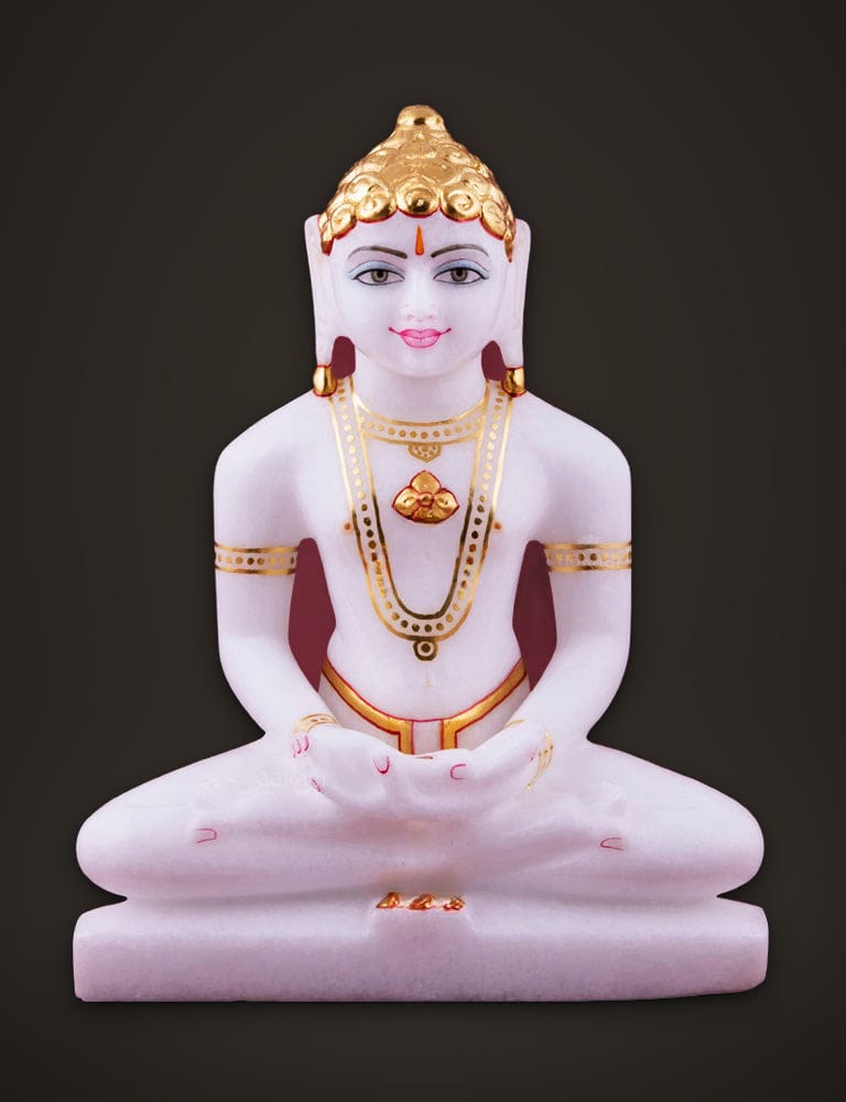 Marble Jain Murti Mahavir 9 inch, front view