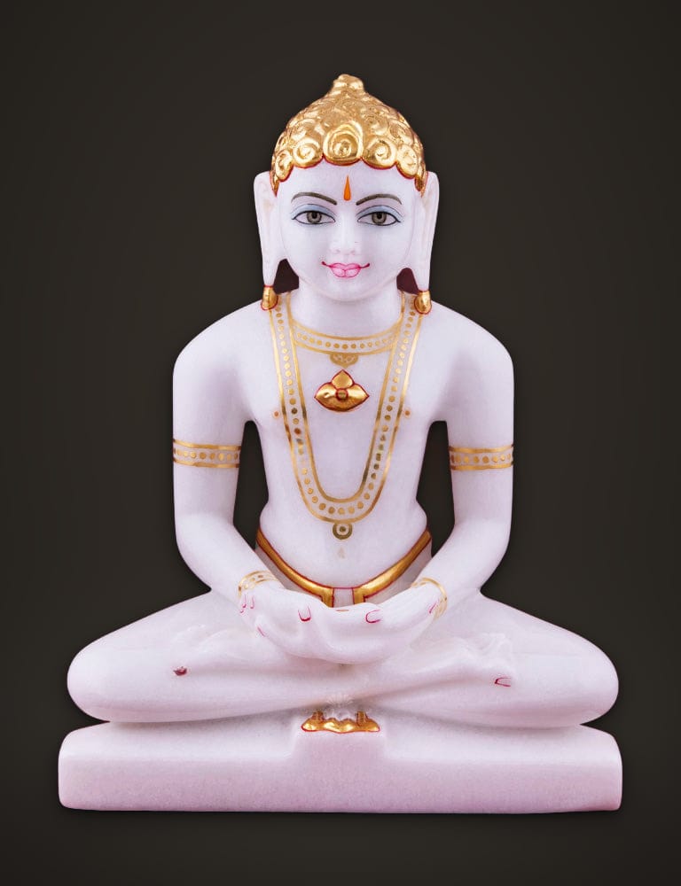 Marble Moorti Mahavir 11 inch, front view
