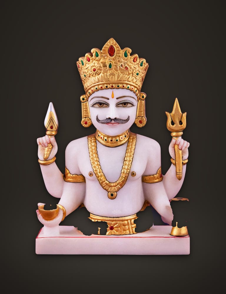 Marble Moorti Nakoda Bhairav 11 inch, front view