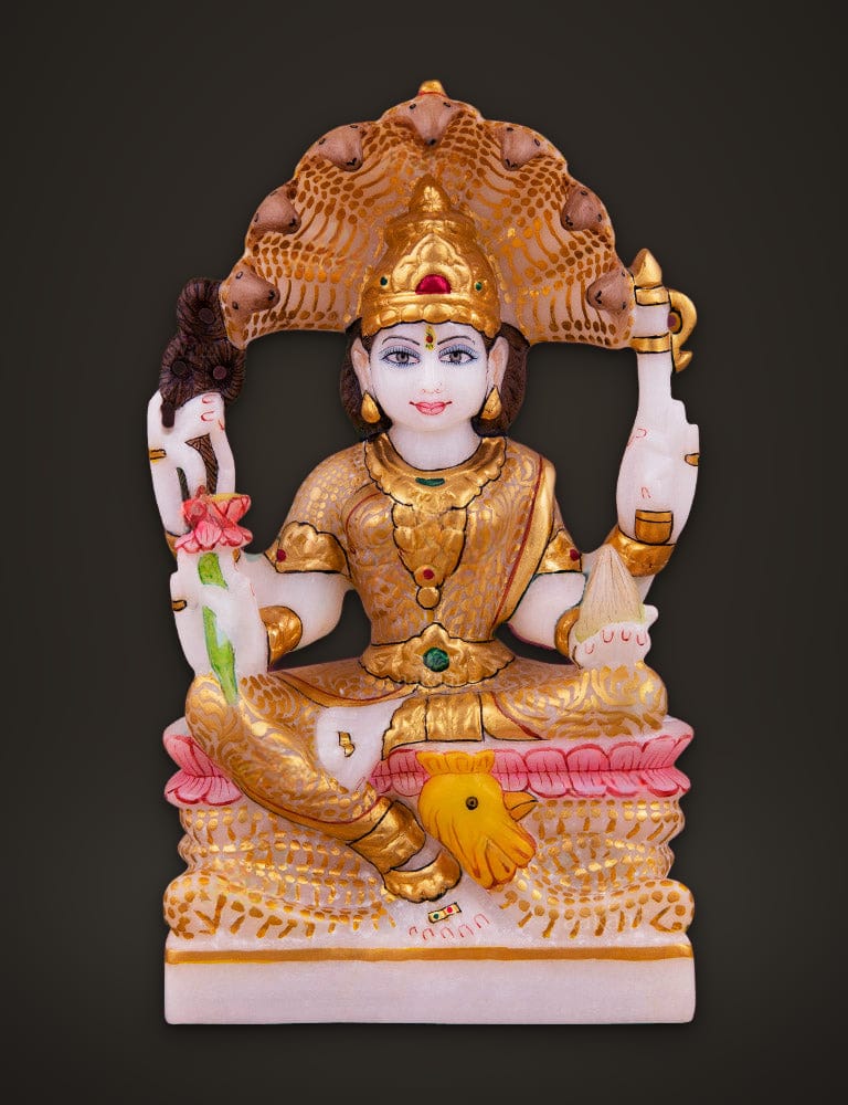 Marble Murti Padmavati Devi 7 inch, front view