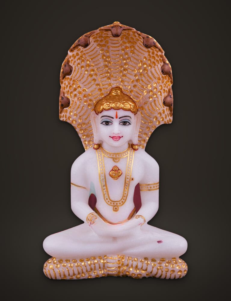 Marble Murti Parasnath 7 inch, front view