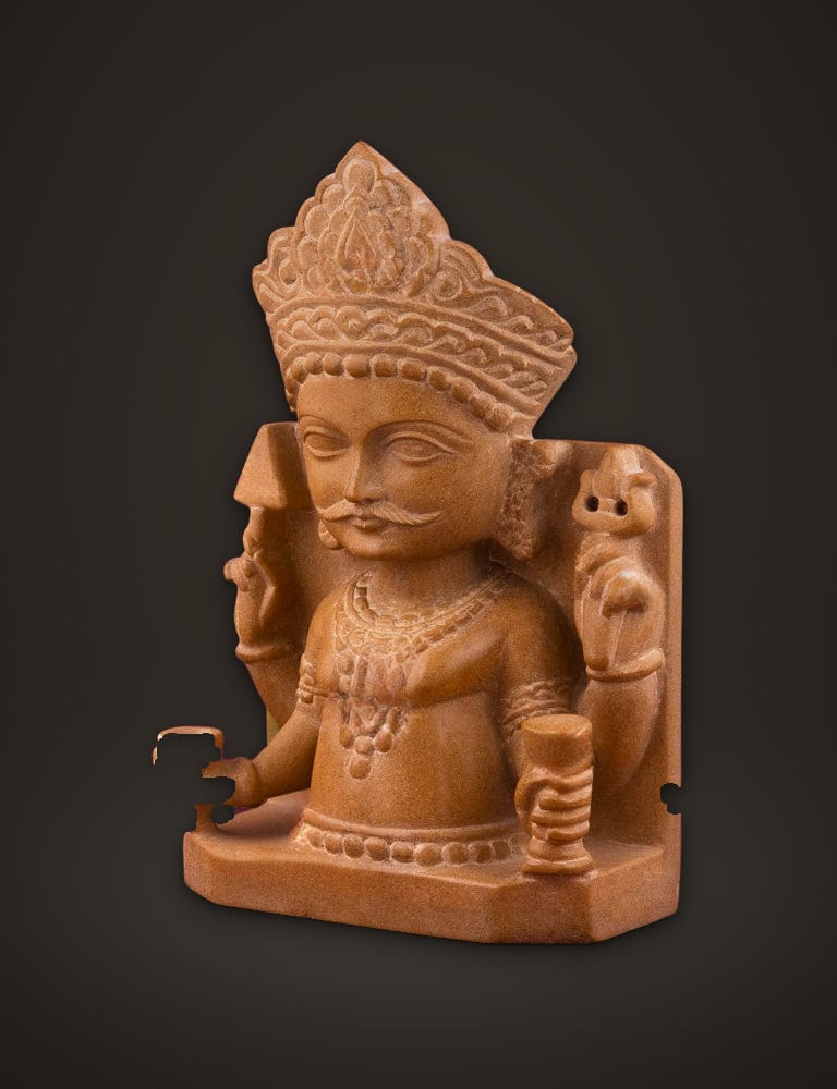 Nakoda Bhairav Idol in Yellow Sandstone 9 inch, additional view