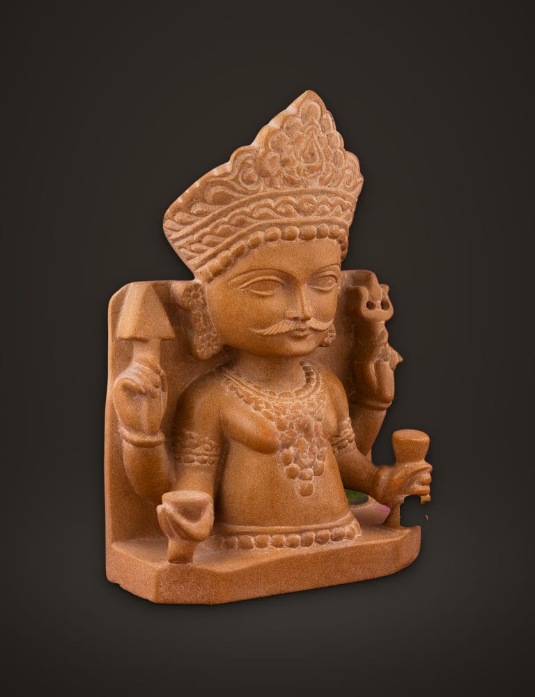 Nakoda Bhairav Idol in Yellow Sandstone 9 inch, additional view