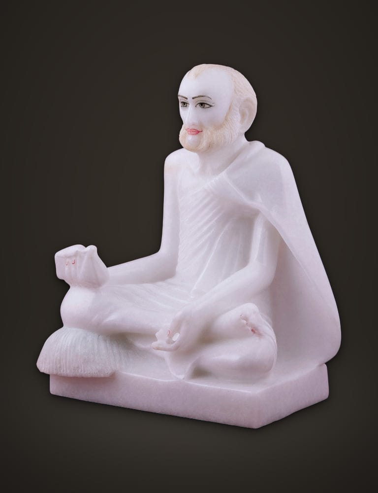 Rajendrasuri Murti in White Marble 9 inch, additional view