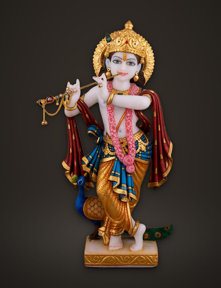 Marble Murti Krishna 15 inch (A), front view