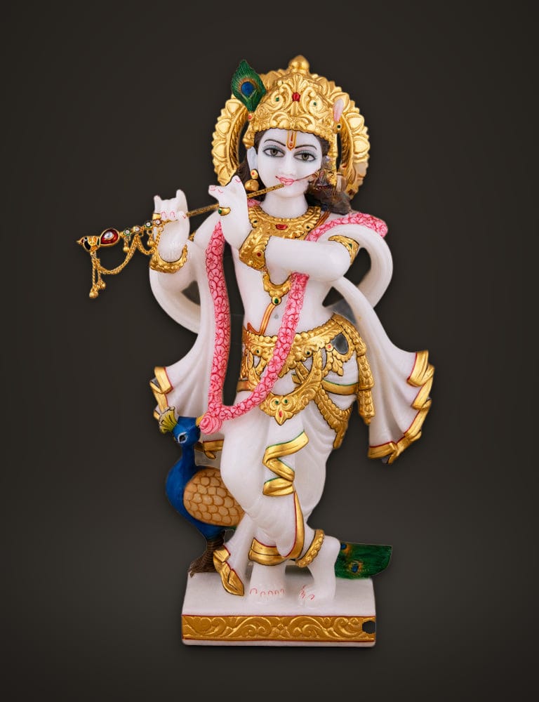 Marble Murti Krishna 15 inch, front view