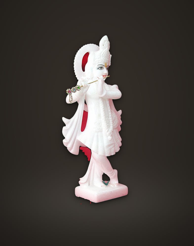 Pure White Marble Krishna Murti 11 inch, additional view