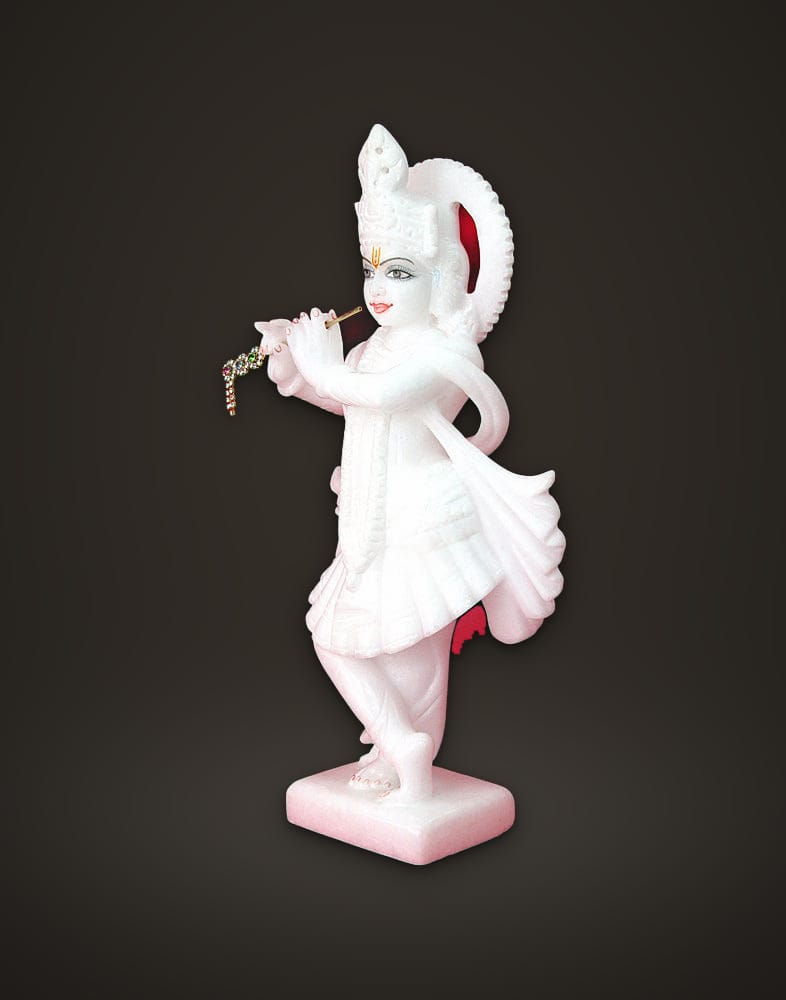 Pure White Marble Krishna Murti 11 inch, additional view