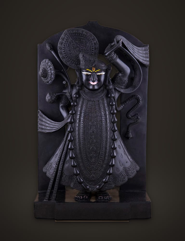 Shrinathji in Black Marble 18 inch, front view