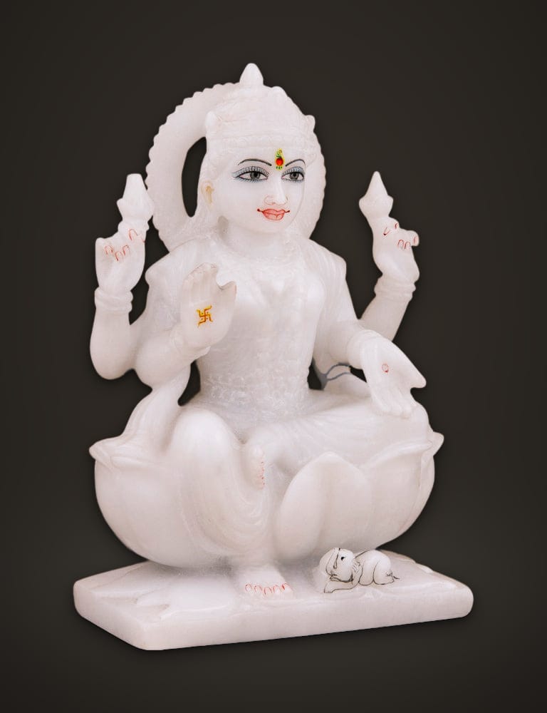 Goddess Lakshmi Moorti in Marble 6 inch, additional view