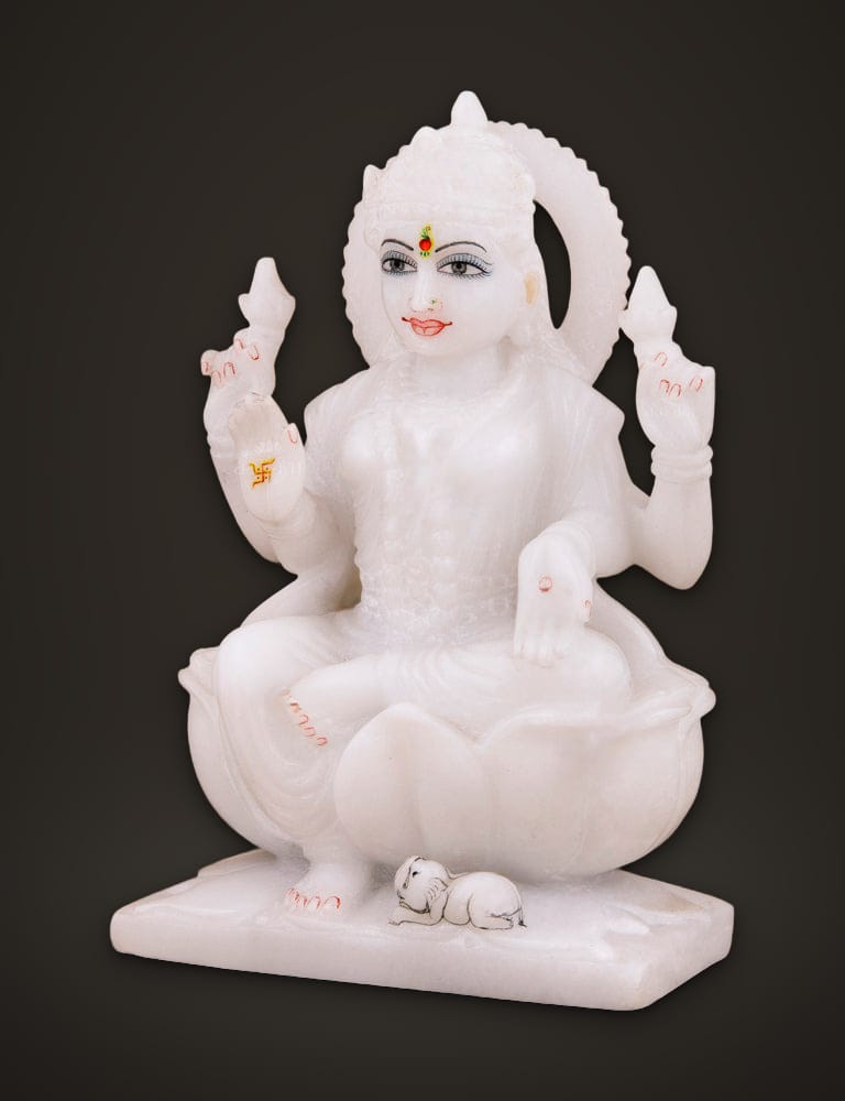Goddess Lakshmi Moorti in Marble 6 inch, additional view