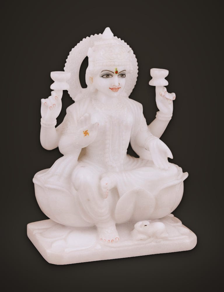 Lakshmi Idol in Pure Marble 10 inch, additional view