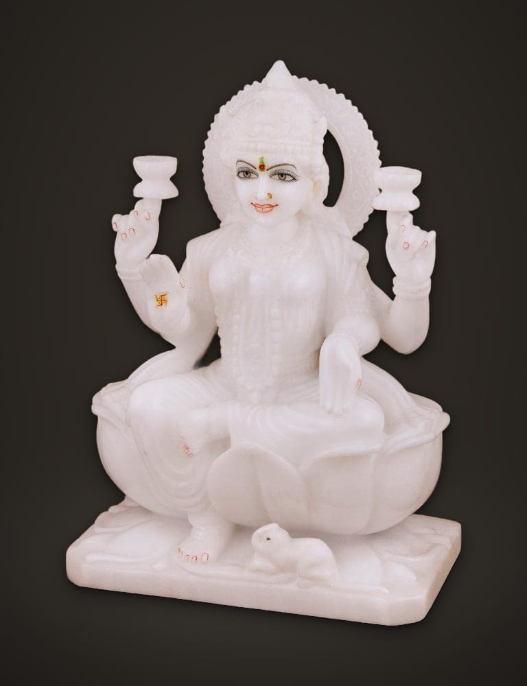Lakshmi Idol in Pure Marble 10 inch, additional view
